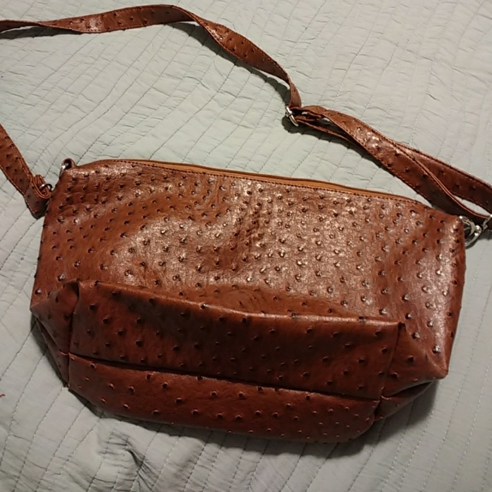 Ostrich (faux) cross-body bag