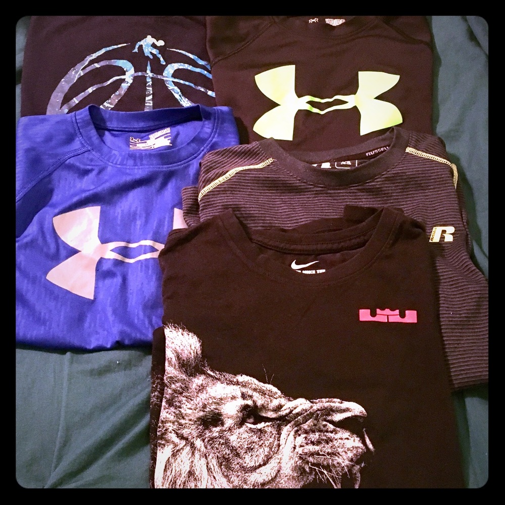 Lot of 5 boys M/L athletic shirts