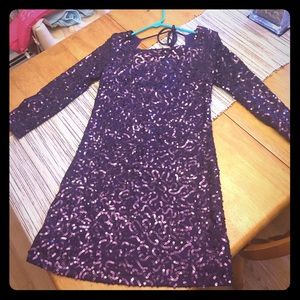 Purple sequence dress.