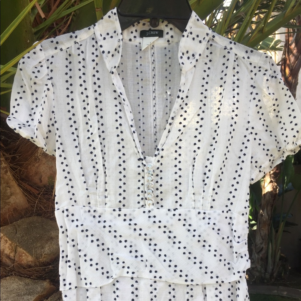 Women's jcrew polka dot cotton tie blouse size 4