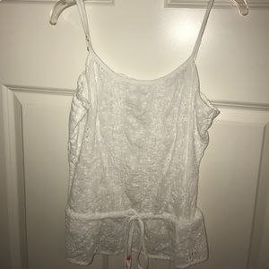 Aeropostale White Scalloped Tank Top
