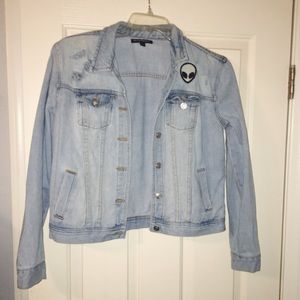 light washed brandy jean jacket with alien patch