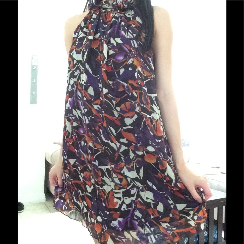 Halter Abstract Patterned Shift Dress