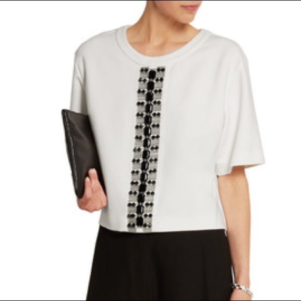 DKNY embellished ponte top