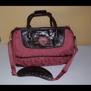 Brighton Pink Fabric/Brown Leather Weekend Bag
