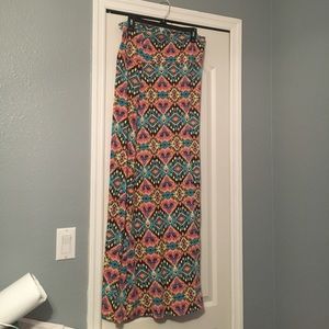 Neon Tribal Print Maxi Skirt