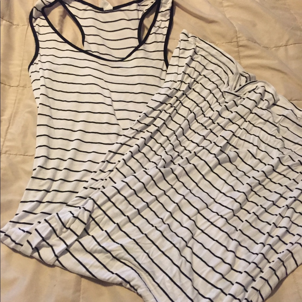 Black and white striped maxi dress