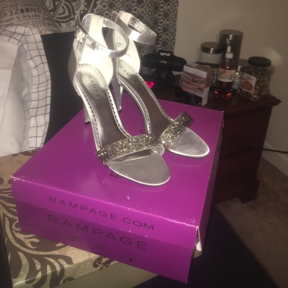 Silver Satin Heels