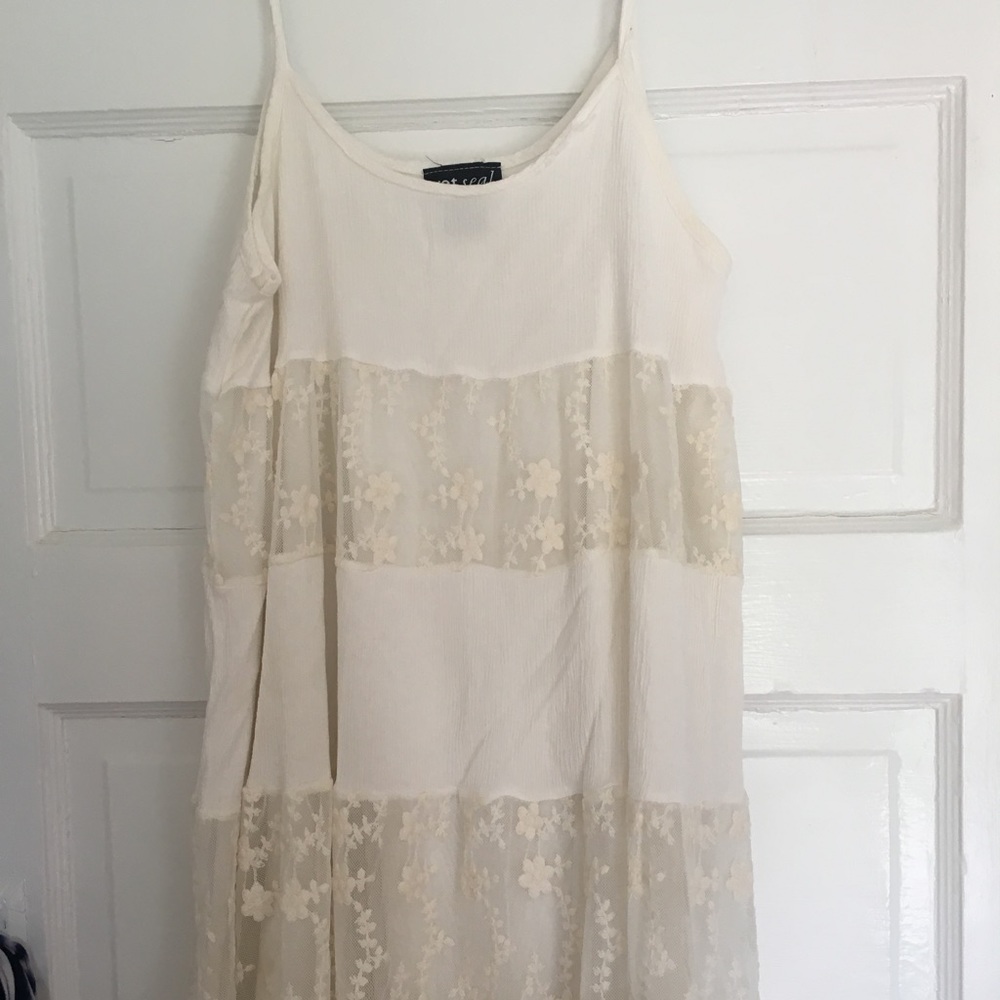 White daisy print babydoll dress