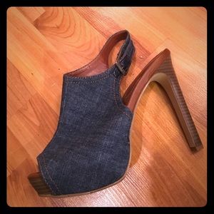 Denim Peep Toe Heel