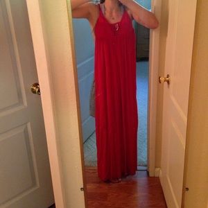 Lulu's long red dress