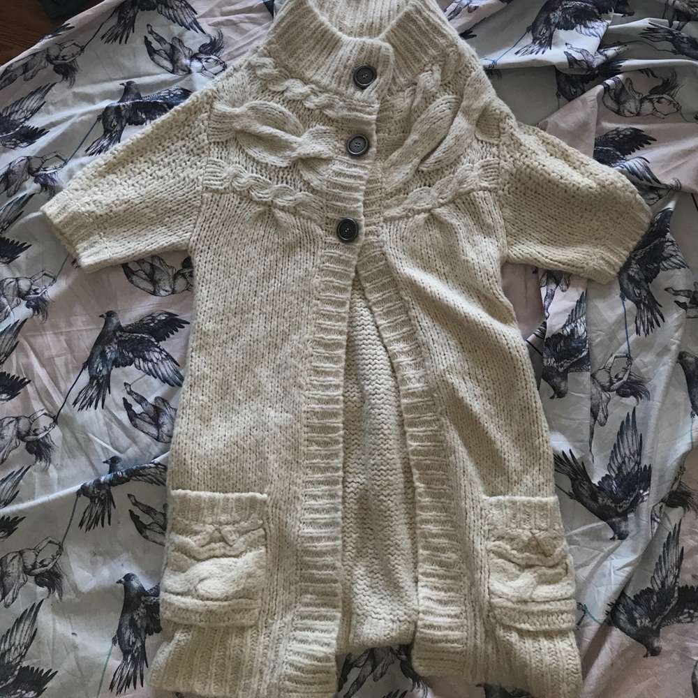 Free People Short Sleeve Funnel Neck Cardigan