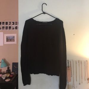 Brandy Melville Black Ruffle Long Sleeve