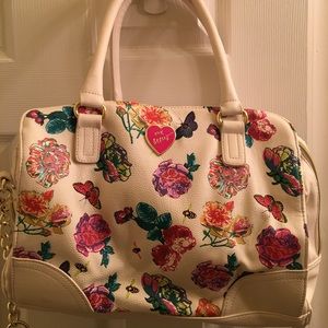 Betsey Johnson Cream Floral Satchel