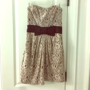 Cream/light pink lace cocktail dress