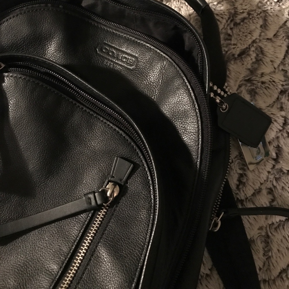 COACH Leather Backpack Bookbag Knapsack Black NEW - Picture 2 of 8