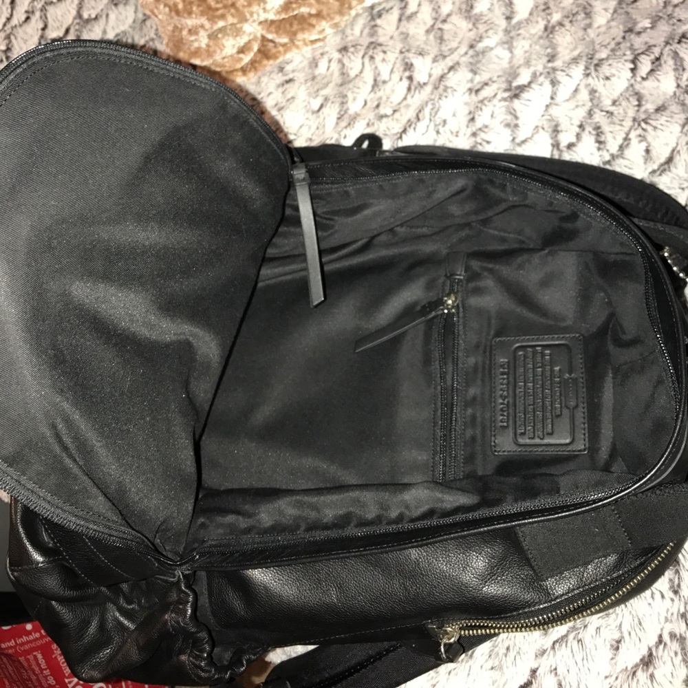 COACH Leather Backpack Bookbag Knapsack Black NEW - Picture 6 of 8
