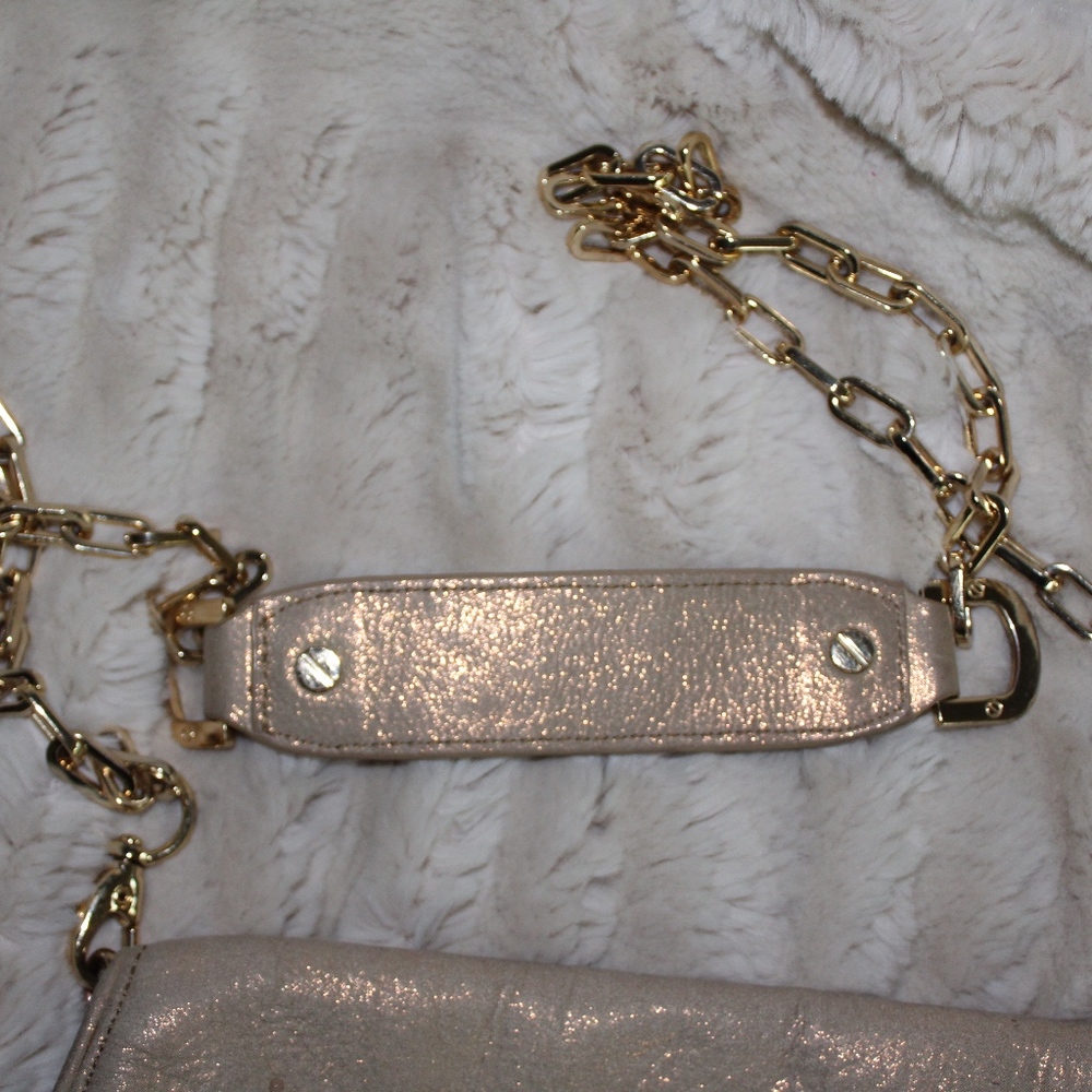 Tory Burch Gold Saffiano Logo Clutch - Picture 3 of 8
