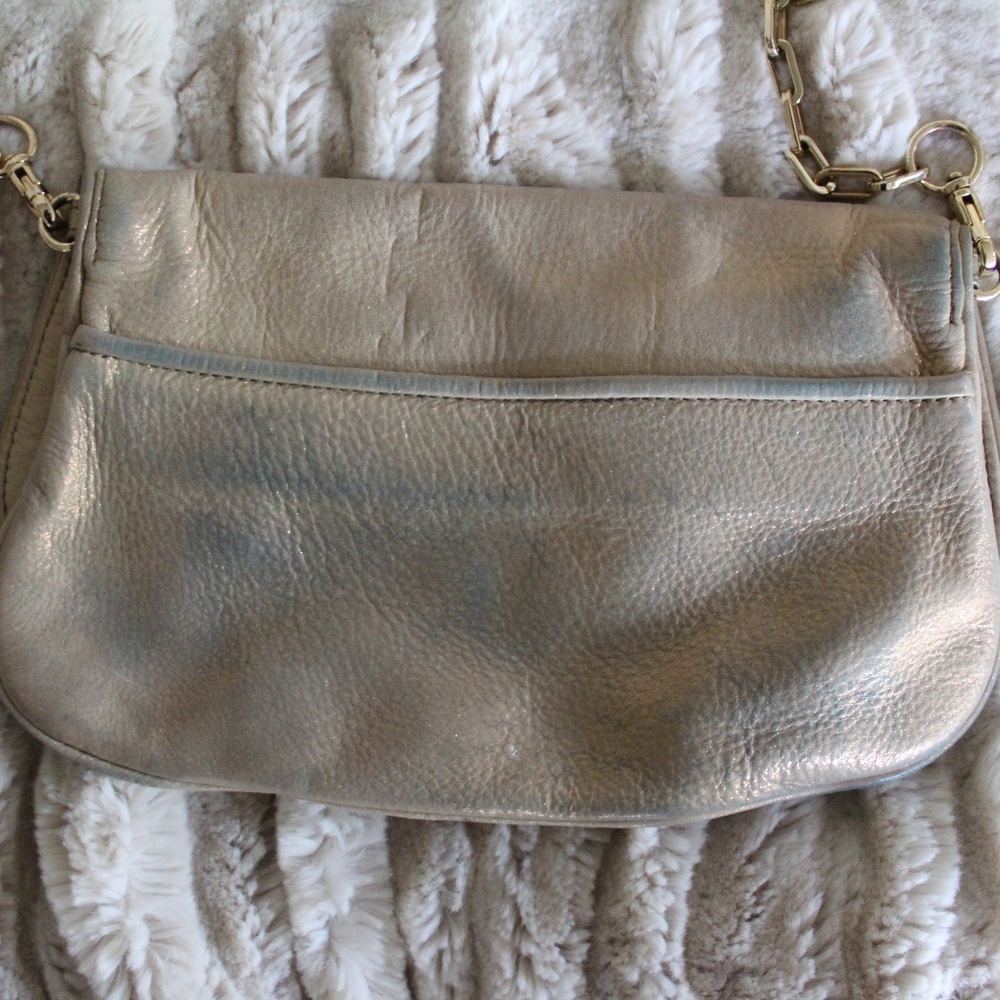 Tory Burch Gold Saffiano Logo Clutch - Picture 5 of 8