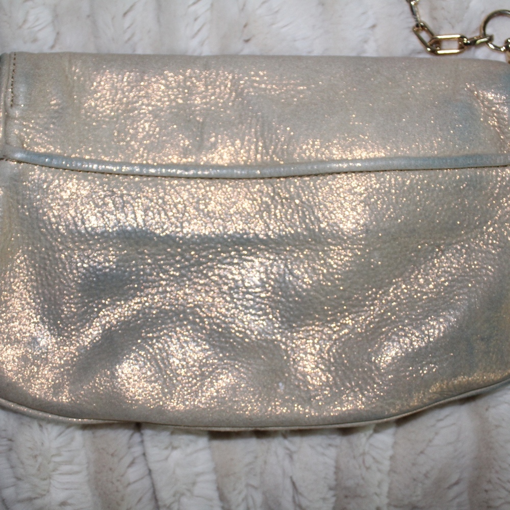 Tory Burch Gold Saffiano Logo Clutch - Picture 4 of 8