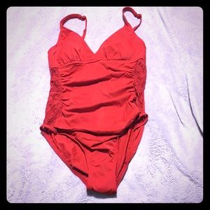 Red One Piece bathing suit