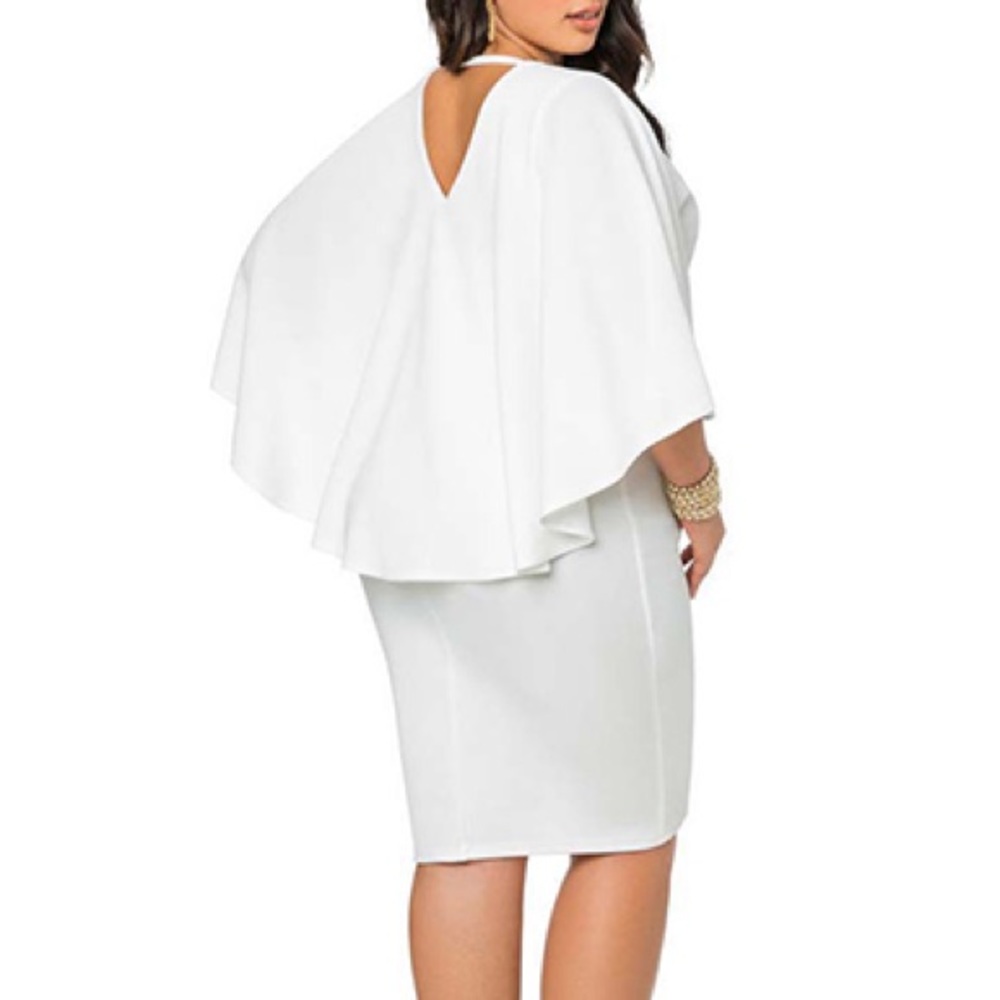 ❤️PLUS SIZE Cape sleeve dress - Picture 3 of 4