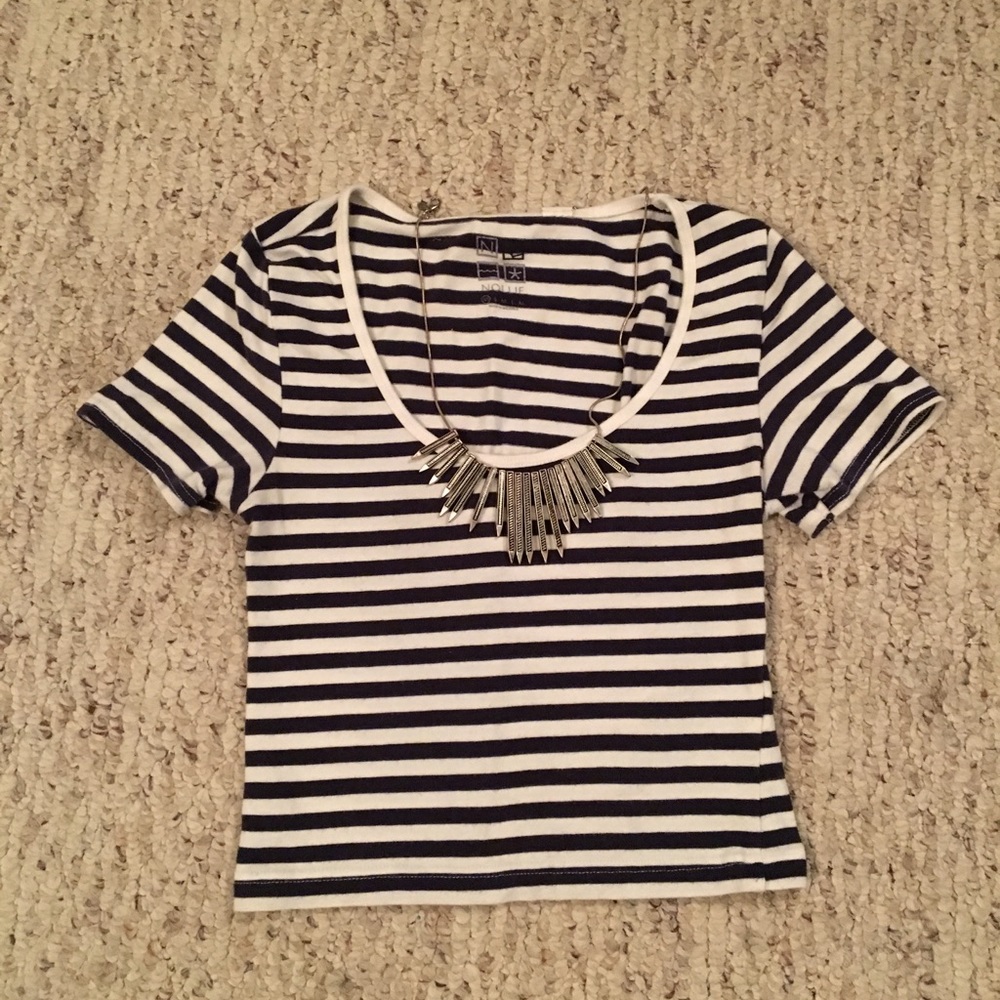 Cute navy and white striped crop top
