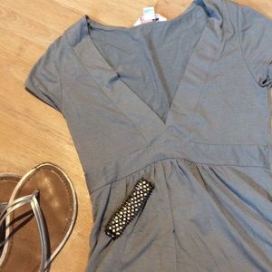 Anchor Blue Low Cut Gray Babydoll Top