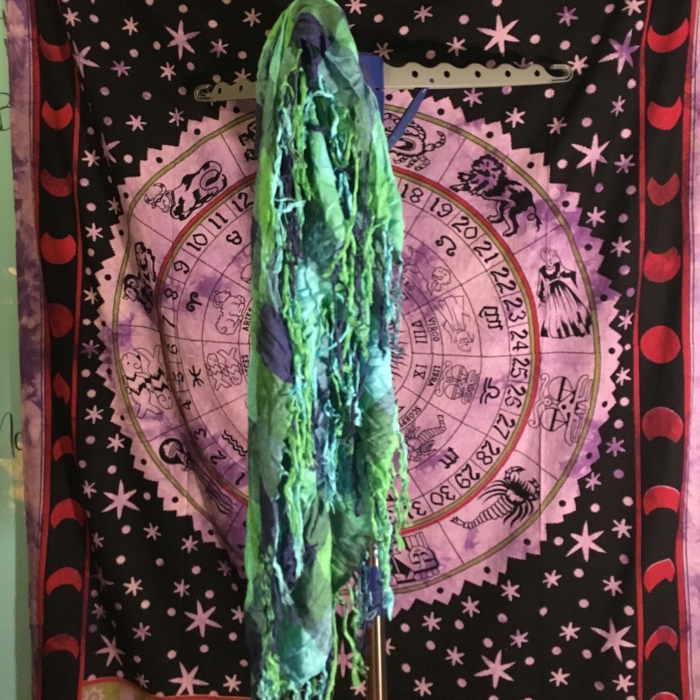 Blue & green patterned scarf