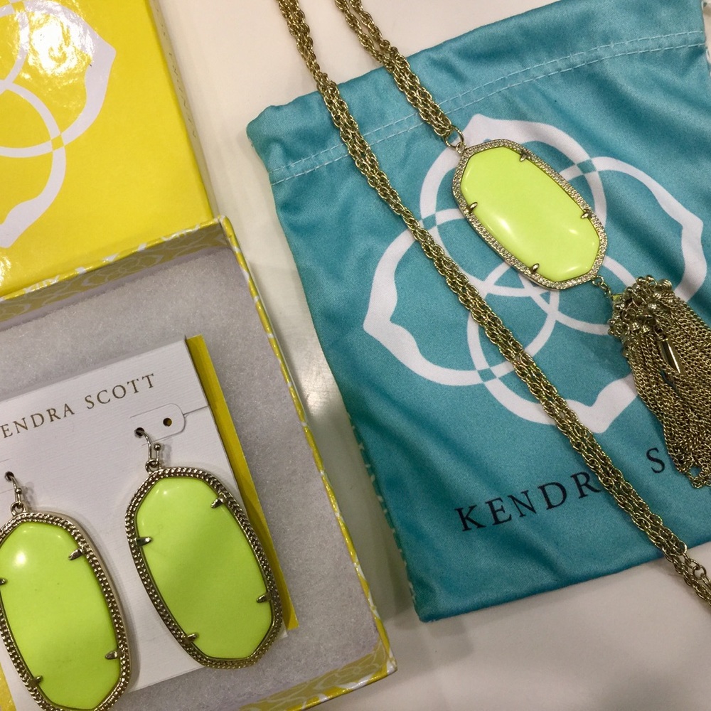 Kendra Scott Neon Yellow Danielle and Rayne Set