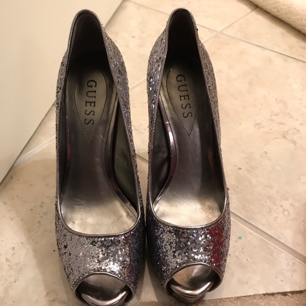 Guess silver heels FINAL SALE