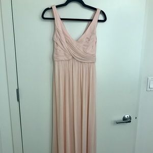 Davids bridal f15943 long mesh dress w cowl back