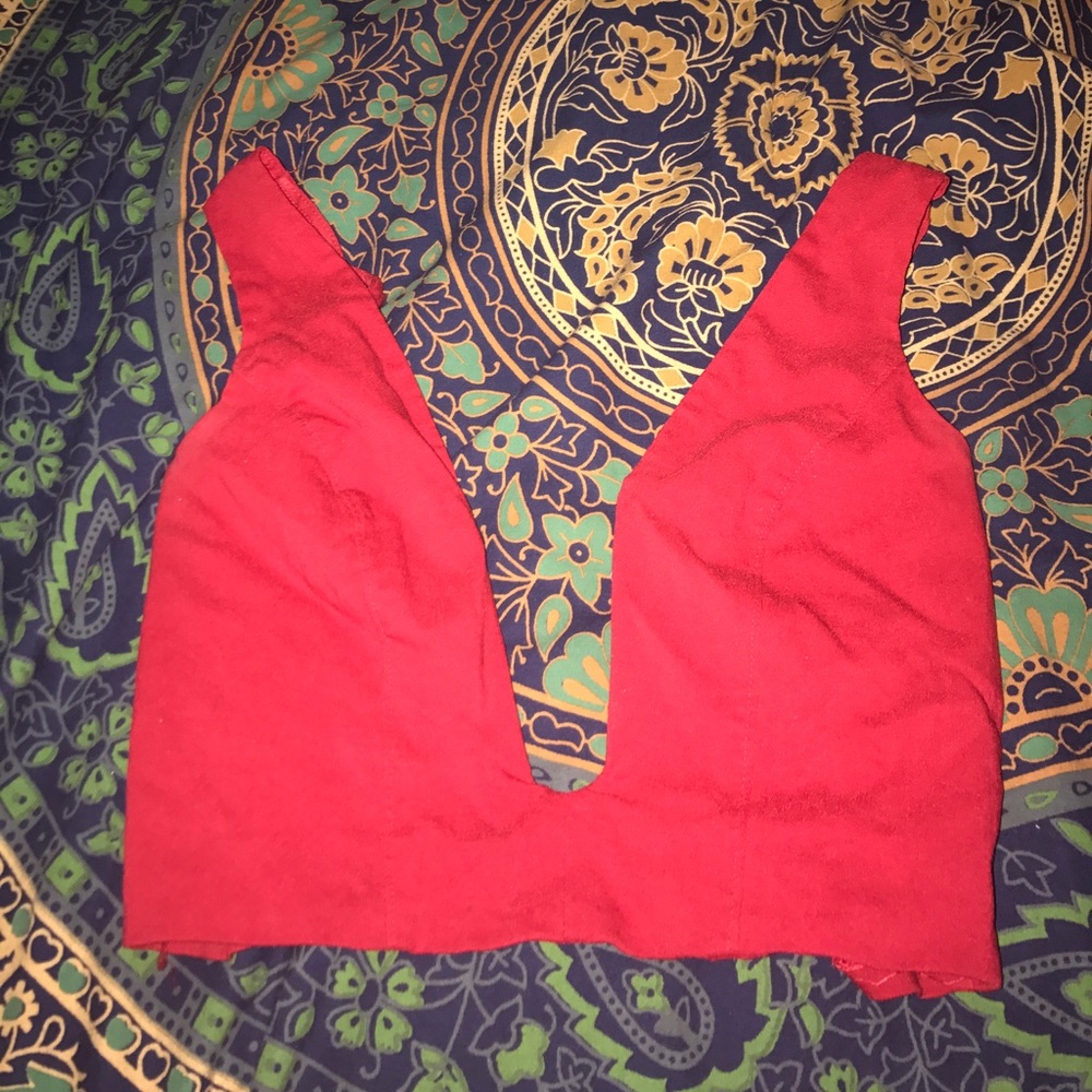Super low cut red crop top