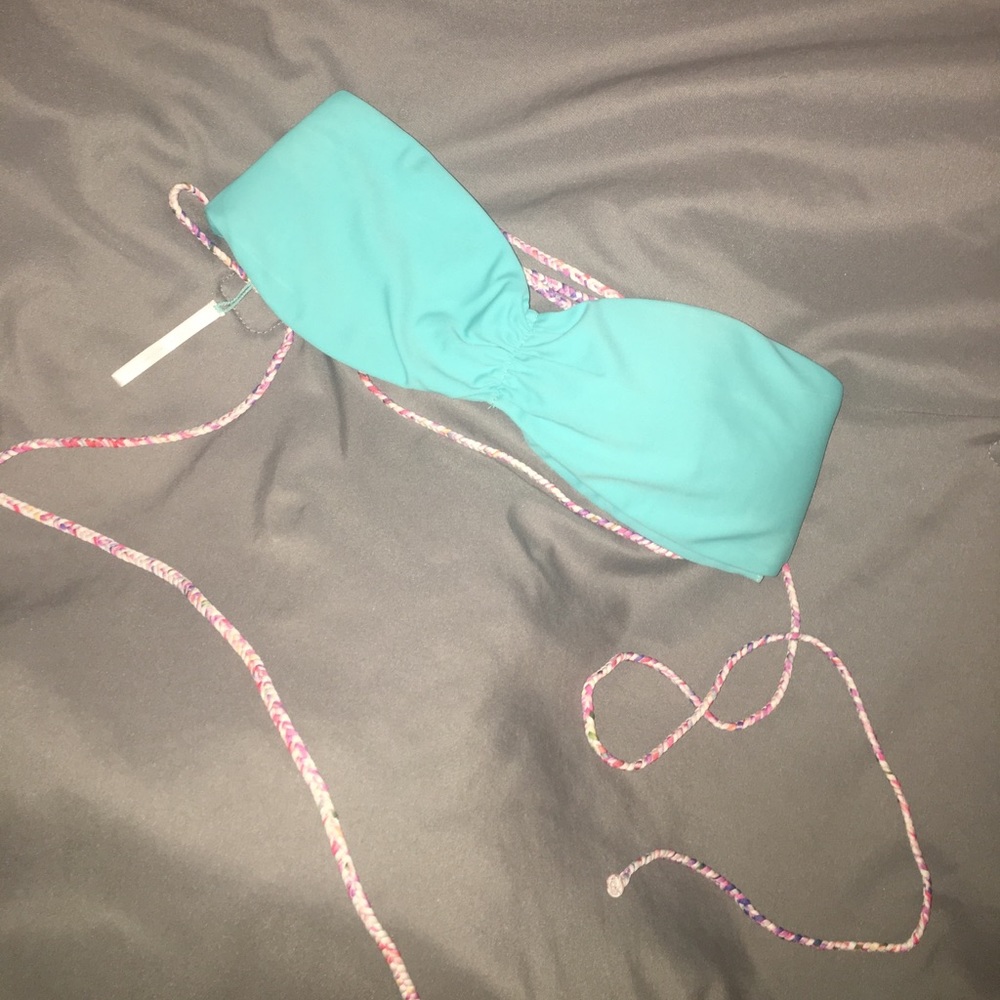 Blue bandeau bikini top