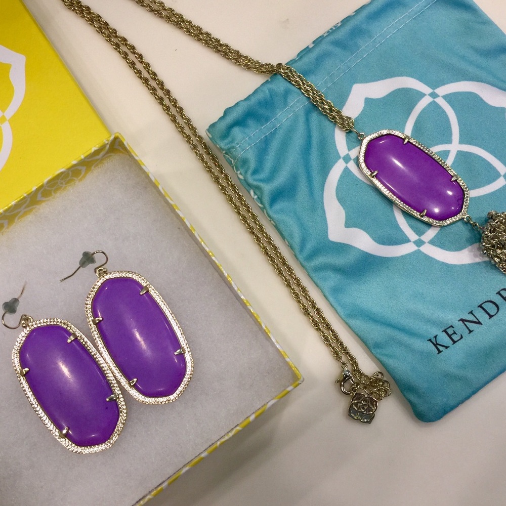 Kendra Scott Neon Violet Purple Danielle/Rayne Set