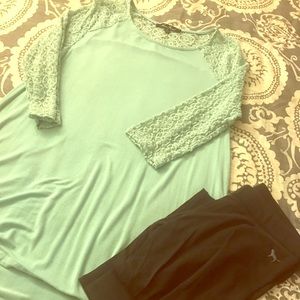 Lace top leggings shirt / tunic - mint