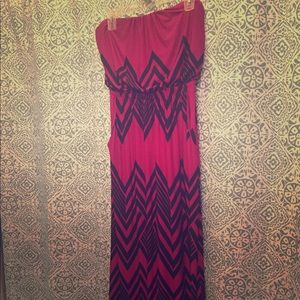 Pink and blue maxi dress