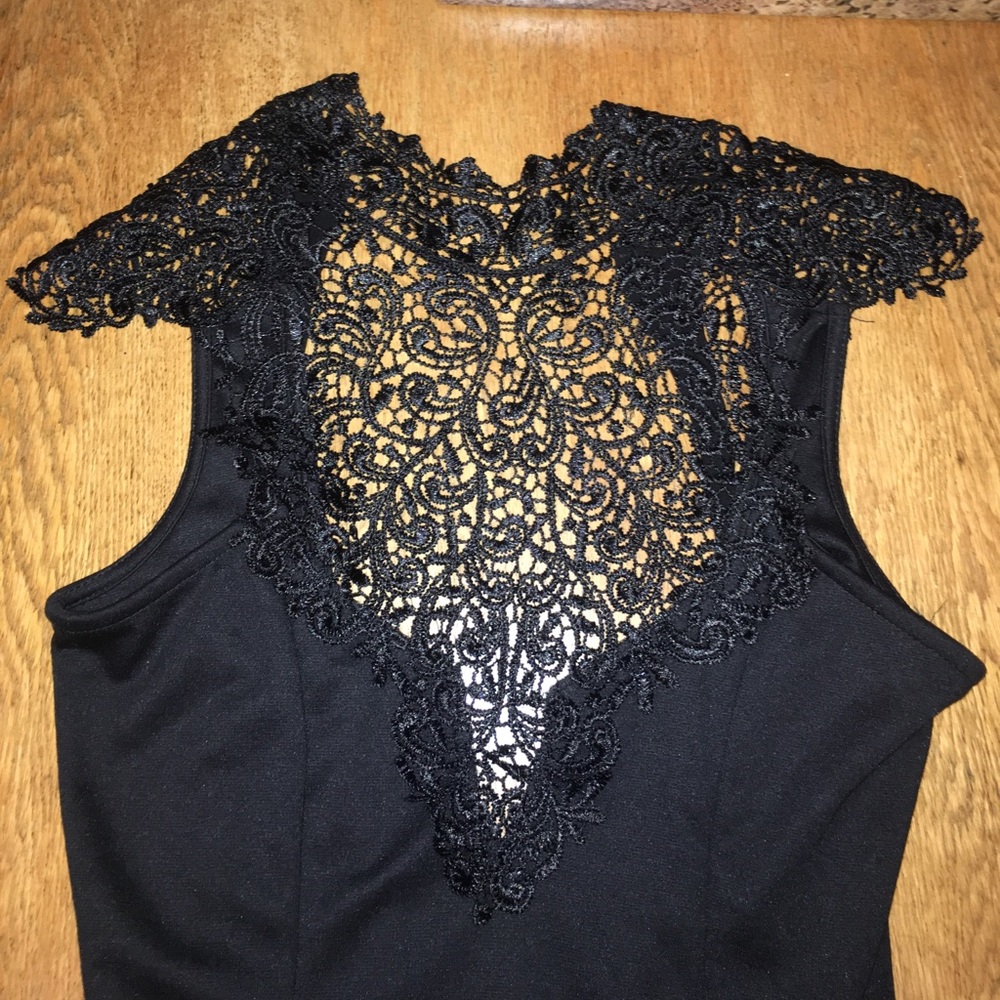 Black Dress with Lace and Tie in Back