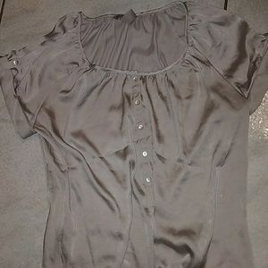 H&M silver tan t-shirt with button down