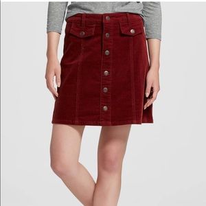 Burgundy Corduroy A-Line Skirt