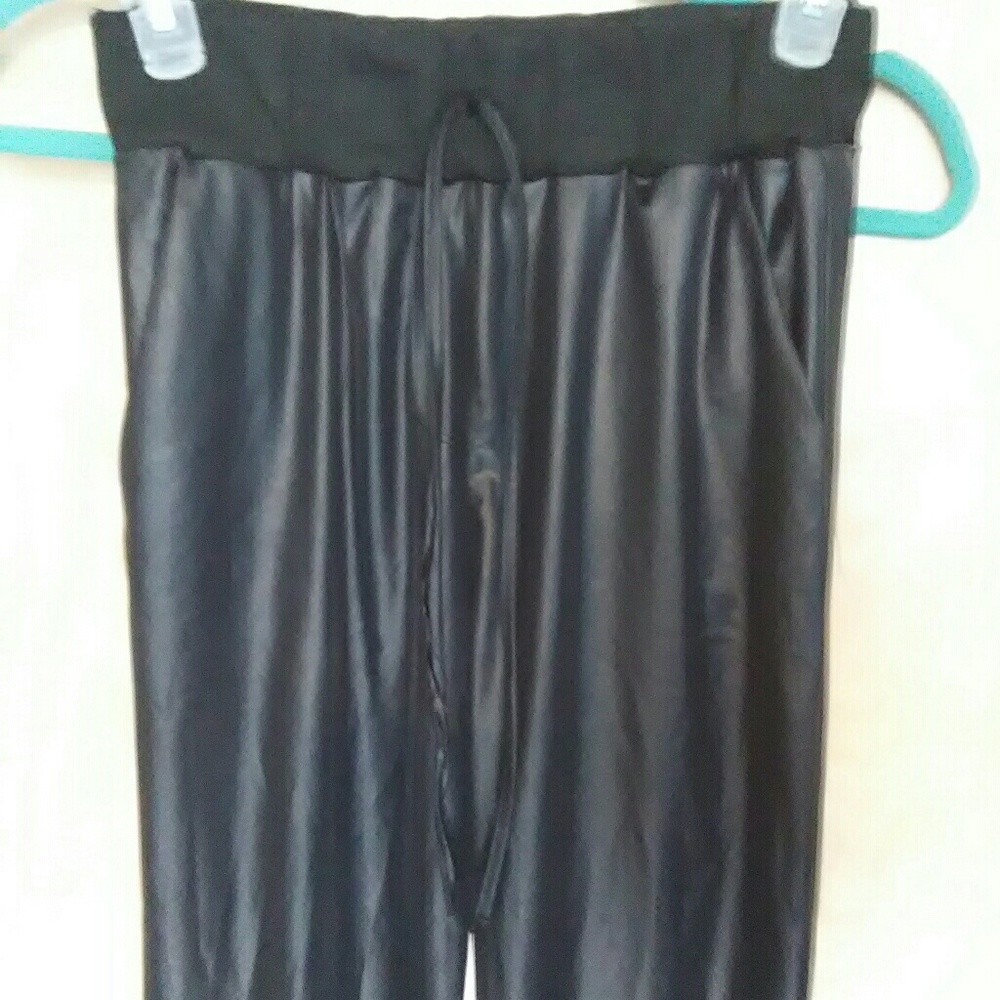 Black shiny pants