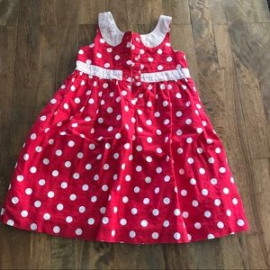 Minnie Mouse style red white polka dot dress.