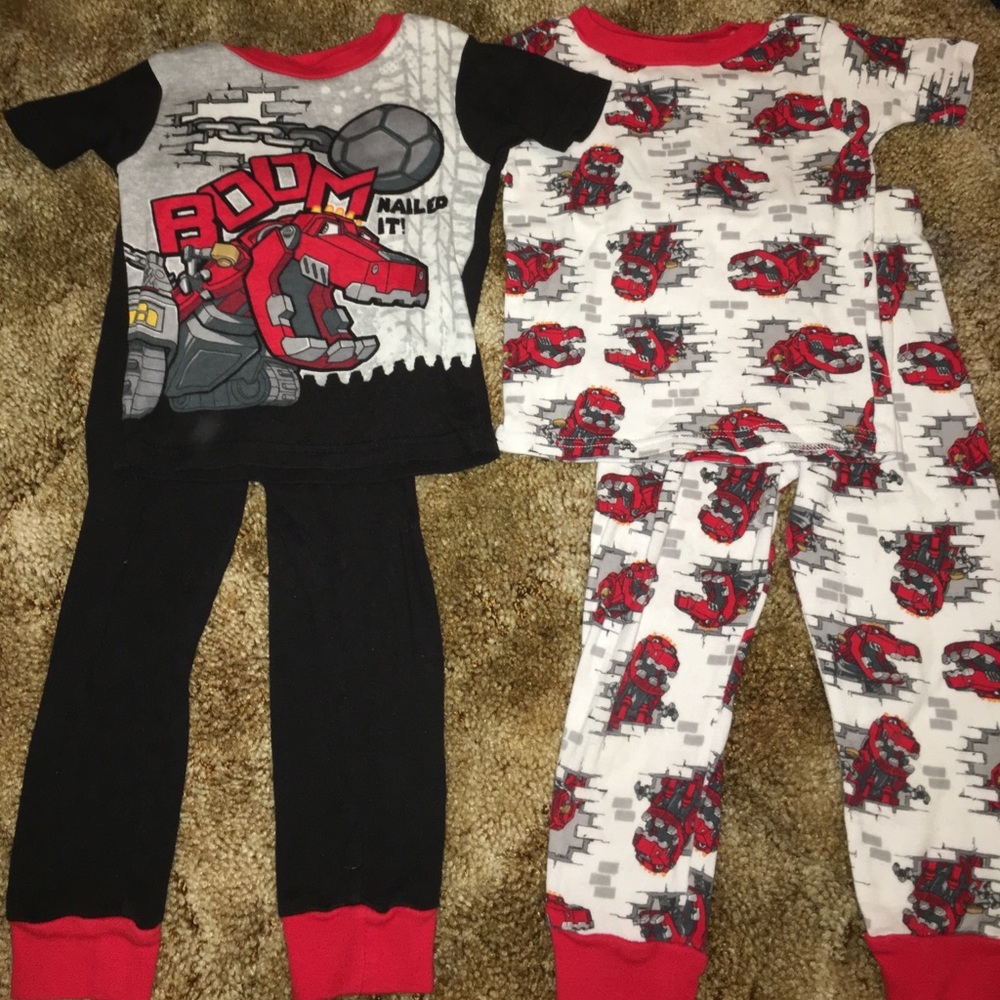 2 sets of 4T boys Dinotrux pajamas