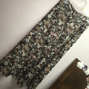 Brown floral midi skirt
