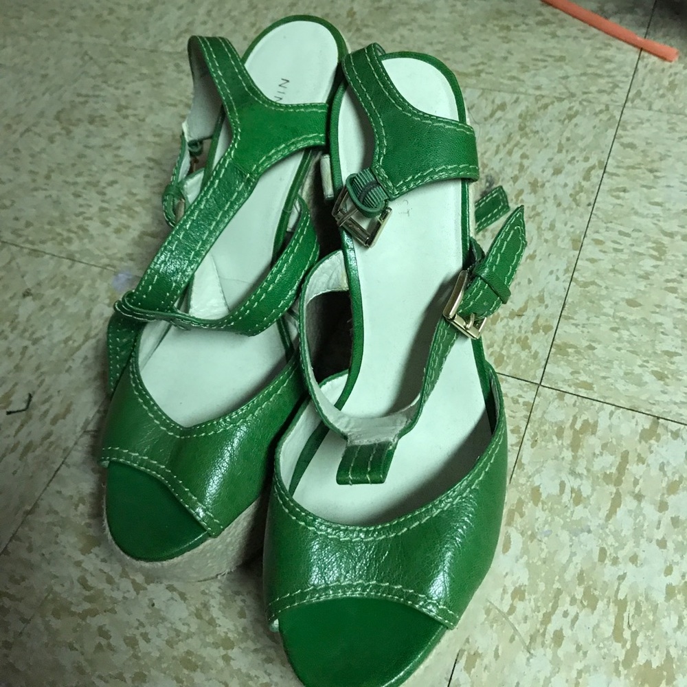 Green Nine West wedges