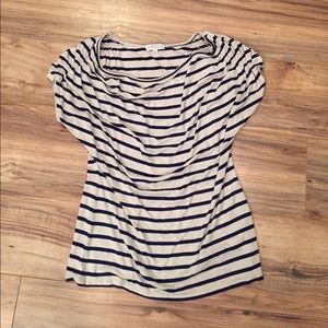 Cream navy stripped shirt