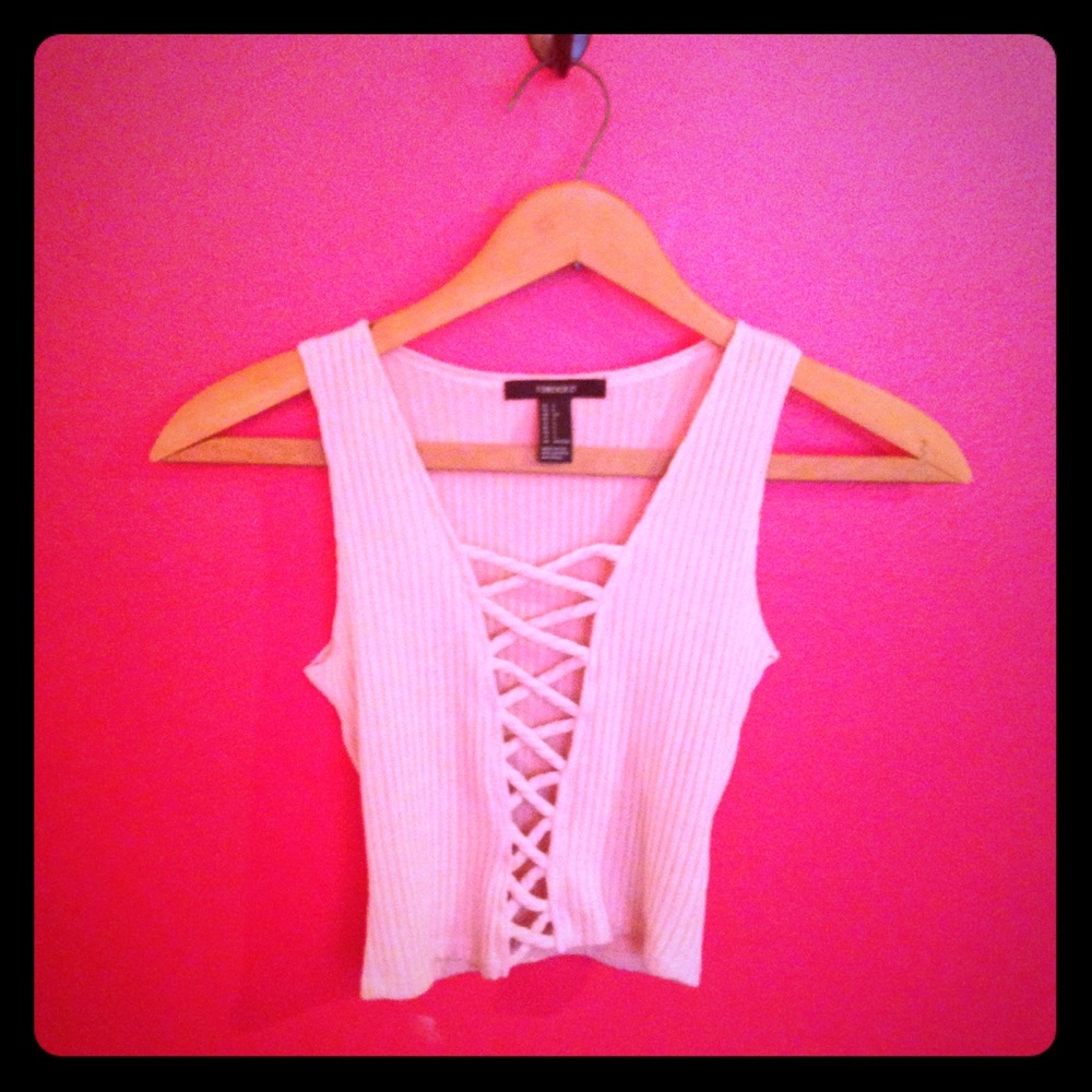 Lace-Up Cropped Tank Top