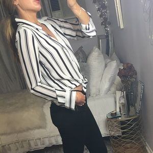 Black and White Striped Button Down ~ Chanel