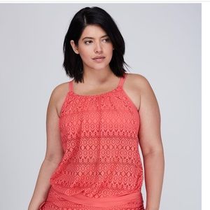Crochet  blouson tankini swim top