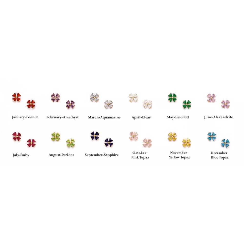 14k Pure Gold Birthstone CZ Earrings for Girls - Picture 2 of 6
